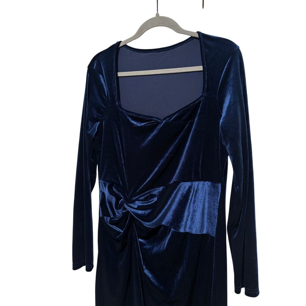 Unbranded Navy Blue Velvet Twist Midi Dress XXL - Picture 3 of 10